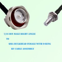 7/16 DIN Male Right Angle to QMA Bulkhead Female RF Cable Assembly