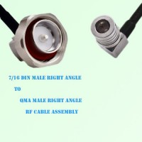 7/16 DIN Male Right Angle to QMA Male Right Angle RF Cable Assembly
