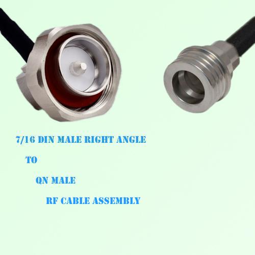 7/16 DIN Male Right Angle to QN Male RF Cable Assembly 7/16 DIN Male Right Angle to QN Male RF Cable Assembly