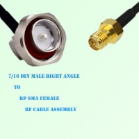 7/16 DIN Male Right Angle to RP SMA Female RF Cable Assembly