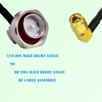 7/16 DIN Male Right Angle to RP SMA Male Right Angle RF Cable Assembly