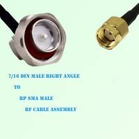 7/16 DIN Male Right Angle to RP SMA Male RF Cable Assembly