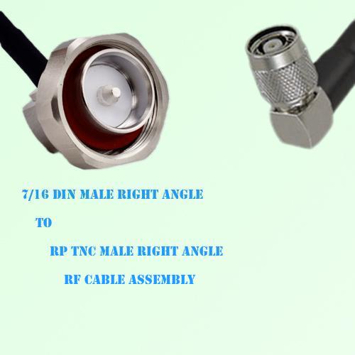 7/16 DIN Male Right Angle to RP TNC Male Right Angle RF Cable Assembly