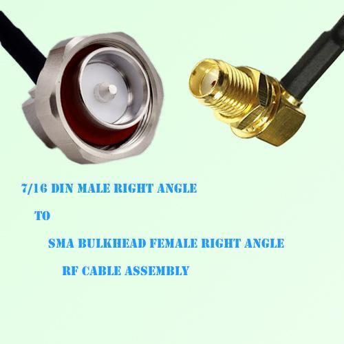 7/16 DIN Male R/A to SMA Bulkhead Female R/A RF Cable Assembly