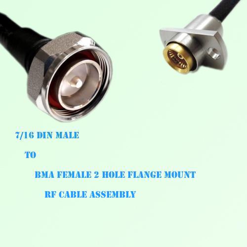 7/16 DIN Male to BMA Female 2 Hole Flange Mount RF Cable Assembly