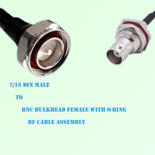 7/16 DIN Male to BNC Bulkhead Female with O-Ring RF Cable Assembly