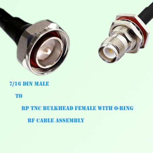 7/16 DIN Male to RP TNC Bulkhead Female with O-Ring RF Cable Assembly