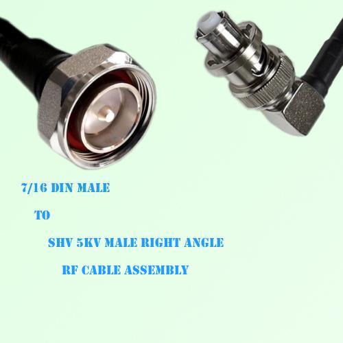 7/16 DIN Male to SHV 5kV Male Right Angle RF Cable Assembly