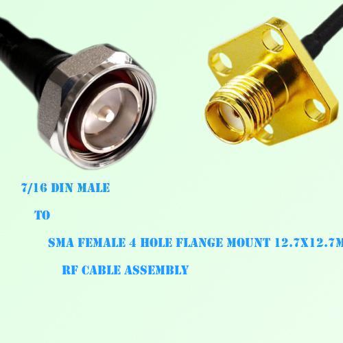 7/16 DIN Male to SMA Female 4 Hole 12.7x12.7mm RF Cable Assembly