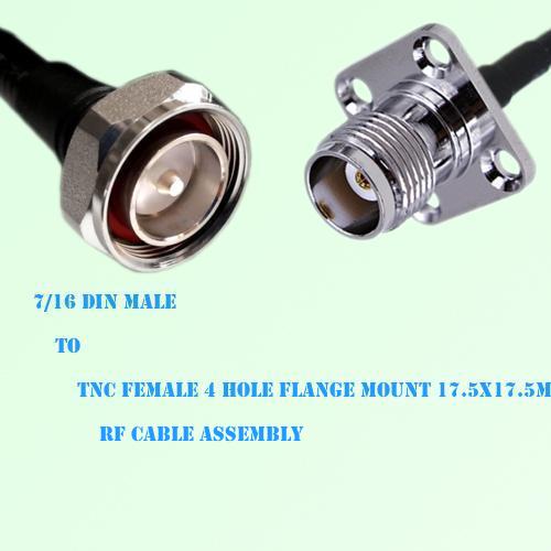 7/16 DIN Male to TNC Female 4 Hole 17.5x17.5mm RF Cable Assembly
