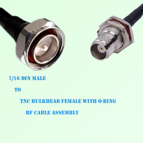 7/16 DIN Male to TNC Bulkhead Female with O-Ring RF Cable Assembly