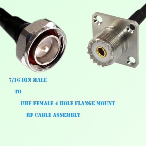 7/16 DIN Male to UHF Female 4 Hole Flange Mount RF Cable Assembly