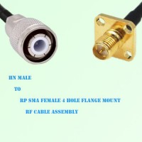 HN Male to RP SMA Female 4 Hole Flange Mount RF Cable Assembly
