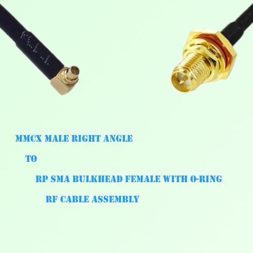 MMCX Male Right Angle to RP SMA O-Ring Bulkhead Female Cable Assembly MMCX Male Right Angle to RP SMA O-Ring Bulkhead Female Cable Assembly