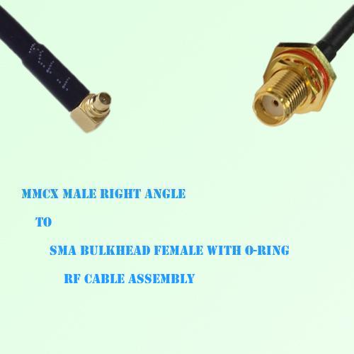 MMCX Male Right Angle to SMA O-Ring Bulkhead Female Cable Assembly