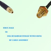 MMCX Male to SMA Bulkhead Female with O-Ring RF Cable Assembly