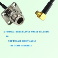 N Female 4 Hole 25x25mm to SMP Female Right Angle RF Cable Assembly
