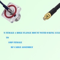 N Female 4 Hole with O-Ring 25x25mm to SMP Female RF Cable Assembly