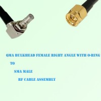 QMA Bulkhead Female Right Angle with O-Ring to SMA Male Cable Assembly