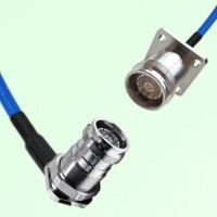 Semi-Flexible 4.3/10 Female 4 Hole to 4.3/10 DIN Bulkhead Female Right Angle Semi-Flexible 4.3/10 Female 4 Hole to 4.3/10 DIN Bulkhead Female Right Angle