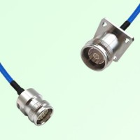 Semi-Flexible Jumper 4.3/10 Female 4 Hole Flange Mount to 4.3/10 DIN Female Semi-Flexible Jumper 4.3/10 Female 4 Hole Flange Mount to 4.3/10 DIN Female