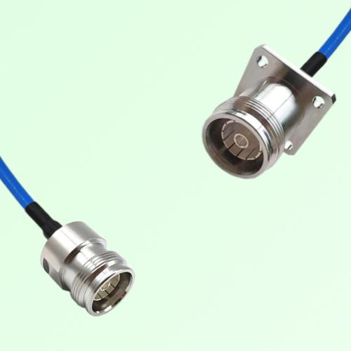 Semi-Flexible Jumper 4.3/10 Female 4 Hole Flange Mount to 4.3/10 DIN Female Semi-Flexible Jumper 4.3/10 Female 4 Hole Flange Mount to 4.3/10 DIN Female