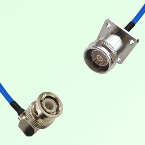 Semi-Flexible Jumper 4.3/10 Female 4 Hole Flange Mount to BNC Male Right Angle Semi-Flexible Jumper 4.3/10 Female 4 Hole Flange Mount to BNC Male Right Angle