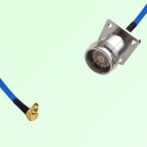 Semi-Flexible Jumper 4.3/10 Female 4 Hole Flange Mount to MMCX Male Right Angle Semi-Flexible Jumper 4.3/10 Female 4 Hole Flange Mount to MMCX Male Right Angle