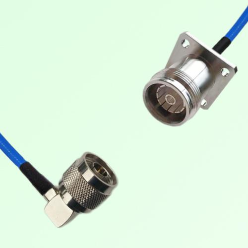 Semi-Flexible Jumper 4.3/10 Female 4 Hole Flange Mount to N Male Right Angle Semi-Flexible Jumper 4.3/10 Female 4 Hole Flange Mount to N Male Right Angle