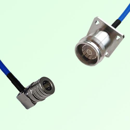 Semi-Flexible Jumper 4.3/10 Female 4 Hole Flange Mount to QMA Male Right Angle