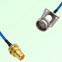 Semi-Flexible Jumper 4.3/10 Female 4 Hole Flange Mount to RP SMA Bulkhead Female