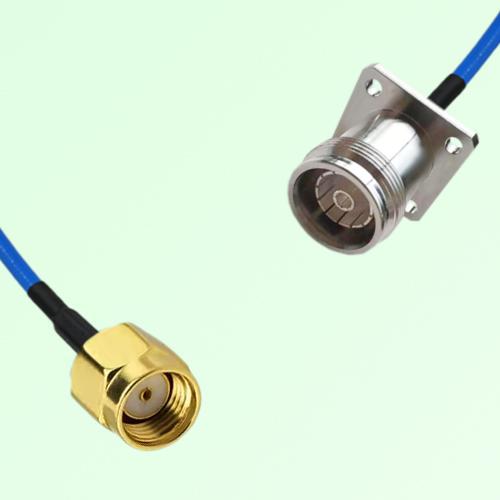 Semi-Flexible Jumper 4.3/10 Female 4 Hole Flange Mount to RP SMA Male Semi-Flexible Jumper 4.3/10 Female 4 Hole Flange Mount to RP SMA Male