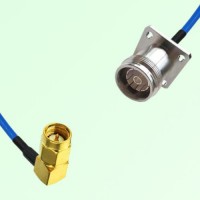 Semi-Flexible Jumper 4.3/10 Female 4 Hole Flange Mount to SMA Male Right Angle Semi-Flexible Jumper 4.3/10 Female 4 Hole Flange Mount to SMA Male Right Angle