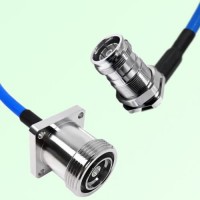 Semi-Flexible 4.3/10 DIN Bulkhead Female Right Angle to 7/16 DIN Female 4 Hole Semi-Flexible 4.3/10 DIN Bulkhead Female Right Angle to 7/16 DIN Female 4 Hole