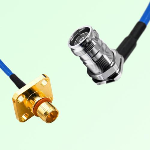 Semi-Flexible Jumper 4.3/10 DIN Bulkhead Female Right Angle to BMA Male 4 Hole Semi-Flexible Jumper 4.3/10 DIN Bulkhead Female Right Angle to BMA Male 4 Hole