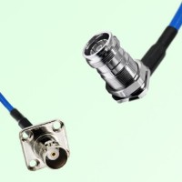 Semi-Flexible 4.3/10 DIN Bulkhead Female Right Angle to BNC Female 4 Hole 17.5mm Semi-Flexible 4.3/10 DIN Bulkhead Female Right Angle to BNC Female 4 Hole 17.5mm