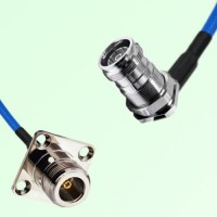 Semi-Flexible 4.3/10 DIN Bulkhead Female Right Angle to N Female 4 Hole 25mm Semi-Flexible 4.3/10 DIN Bulkhead Female Right Angle to N Female 4 Hole 25mm