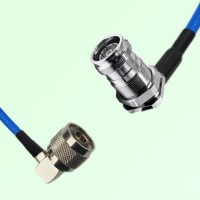 Semi-Flexible 4.3/10 DIN Bulkhead Female Right Angle to N Male Right Angle Semi-Flexible 4.3/10 DIN Bulkhead Female Right Angle to N Male Right Angle