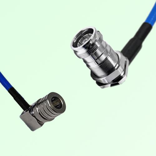 Semi-Flexible 4.3/10 DIN Bulkhead Female Right Angle to QMA Male Right Angle Semi-Flexible 4.3/10 DIN Bulkhead Female Right Angle to QMA Male Right Angle