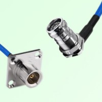 Semi-Flexible 4.3/10 DIN Bulkhead Female Right Angle to QN Female 4 Hole 25mm