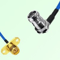 Semi-Flexible 4.3/10 DIN Bulkhead Female Right Angle to RP SMA Female 2 Hole