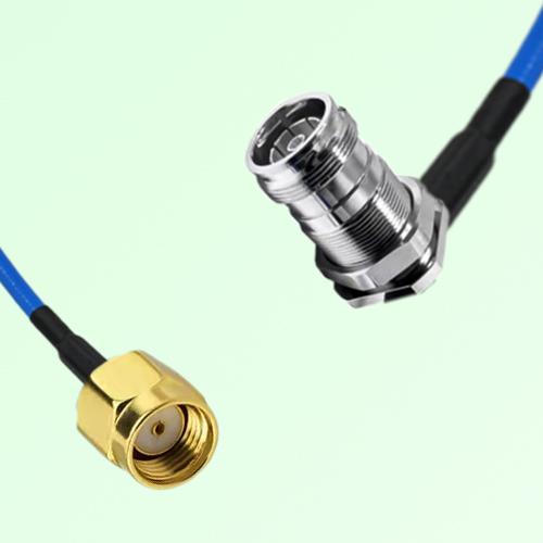 Semi-Flexible Jumper 4.3/10 DIN Bulkhead Female Right Angle to RP SMA Male Semi-Flexible Jumper 4.3/10 DIN Bulkhead Female Right Angle to RP SMA Male