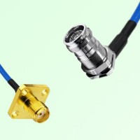 Semi-Flexible 4.3/10 DIN Bulkhead Female Right Angle to SMA Female 4 Hole 12.7mm Semi-Flexible 4.3/10 DIN Bulkhead Female Right Angle to SMA Female 4 Hole 12.7mm