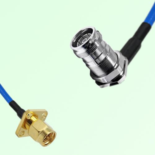 Semi-Flexible 4.3/10 DIN Bulkhead Female Right Angle to SMA Male 4 Hole 12.7mm