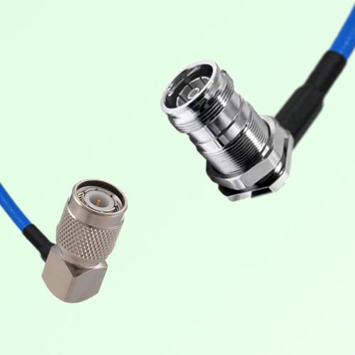 Semi-Flexible 4.3/10 DIN Bulkhead Female Right Angle to TNC Male Right Angle Semi-Flexible 4.3/10 DIN Bulkhead Female Right Angle to TNC Male Right Angle