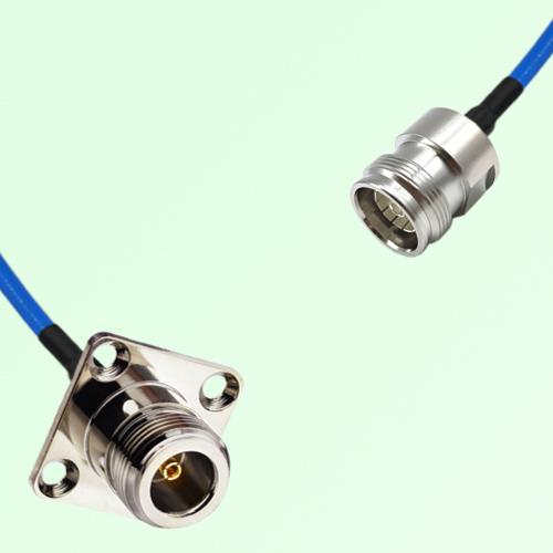 Semi-Flexible Jumper 4.3/10 DIN Female to N Female 4 Hole Flange Mount 25x25mm Semi-Flexible Jumper 4.3/10 DIN Female to N Female 4 Hole Flange Mount 25x25mm