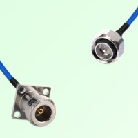 Semi-Flexible Jumper 4.3/10 DIN Male to N Female 4 Hole Flange Mount 17.5x17.5mm Semi-Flexible Jumper 4.3/10 DIN Male to N Female 4 Hole Flange Mount 17.5x17.5mm