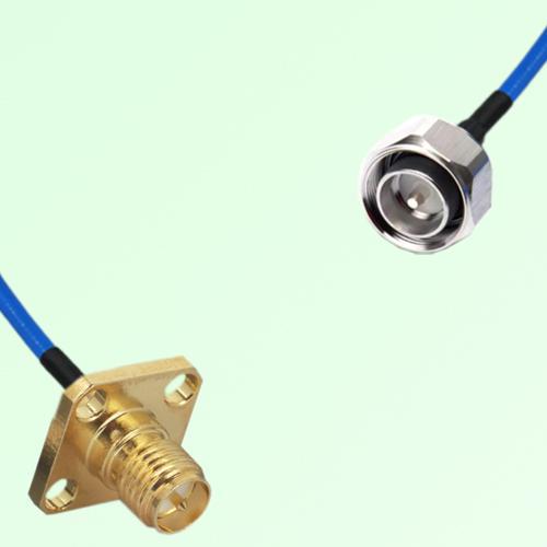Semi-Flexible Jumper 4.3/10 DIN Male to RP SMA Female 4 Hole 12.7x12.7mm