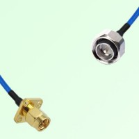 Semi-Flexible Jumper 4.3/10 DIN Male to SMA Male 4 Hole Flange Mount 12.7x12.7mm Semi-Flexible Jumper 4.3/10 DIN Male to SMA Male 4 Hole Flange Mount 12.7x12.7mm