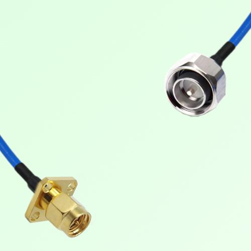 Semi-Flexible Jumper 4.3/10 DIN Male to SMA Male 4 Hole Flange Mount 12.7x12.7mm Semi-Flexible Jumper 4.3/10 DIN Male to SMA Male 4 Hole Flange Mount 12.7x12.7mm